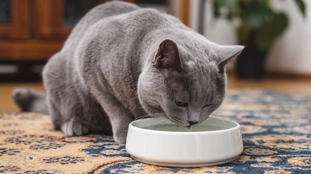 Do British Shorthairs Have Health Issues? A Complete Guide 3 A British Shorthair cat drinking water from a bowl