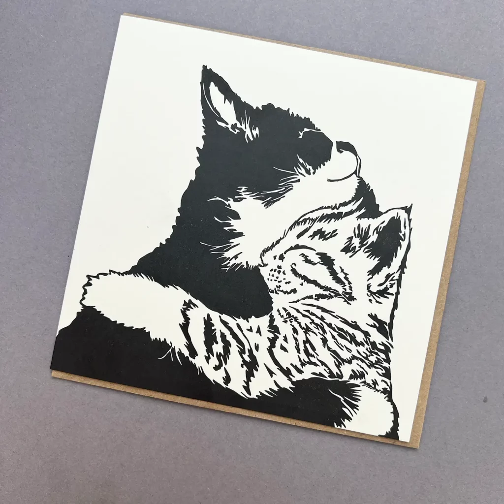 cats cuddling card