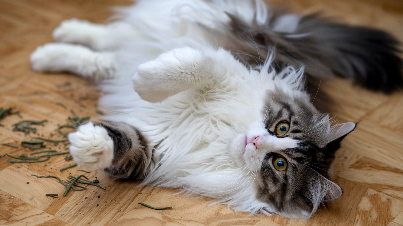 cat high off catnip