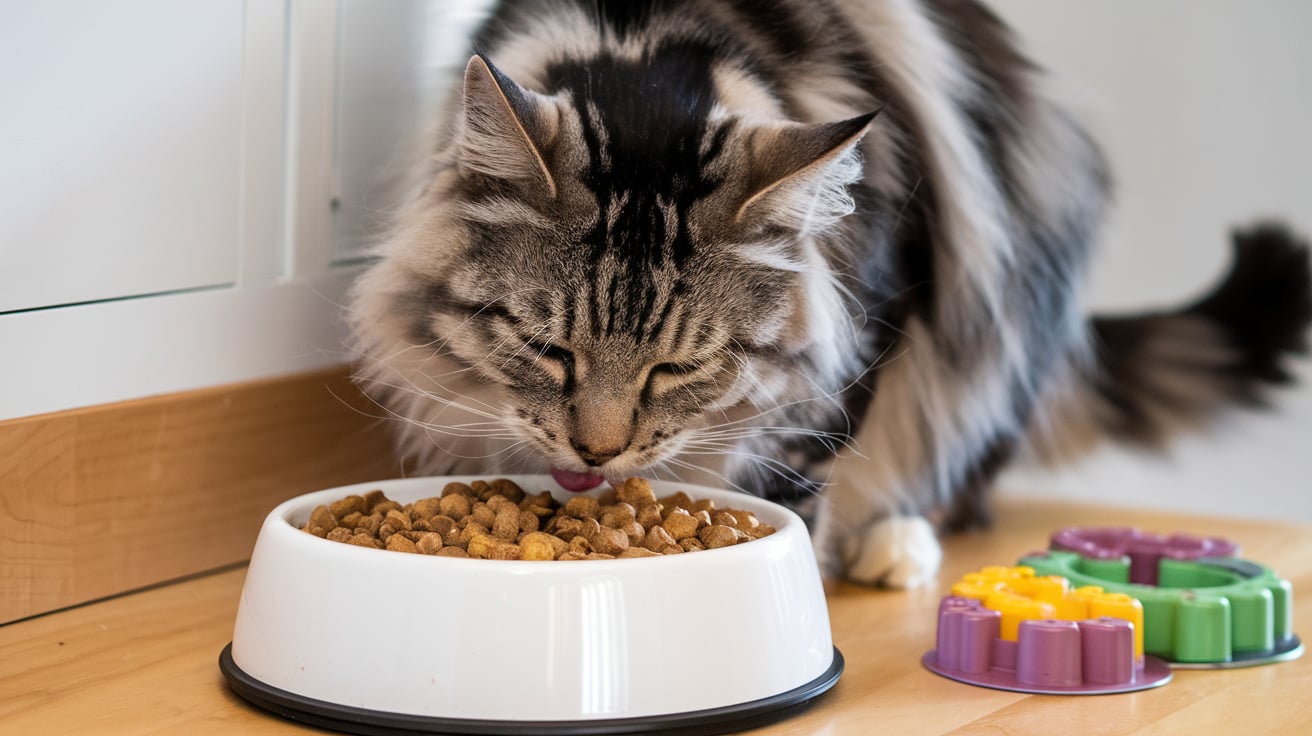 maine coon cat eating