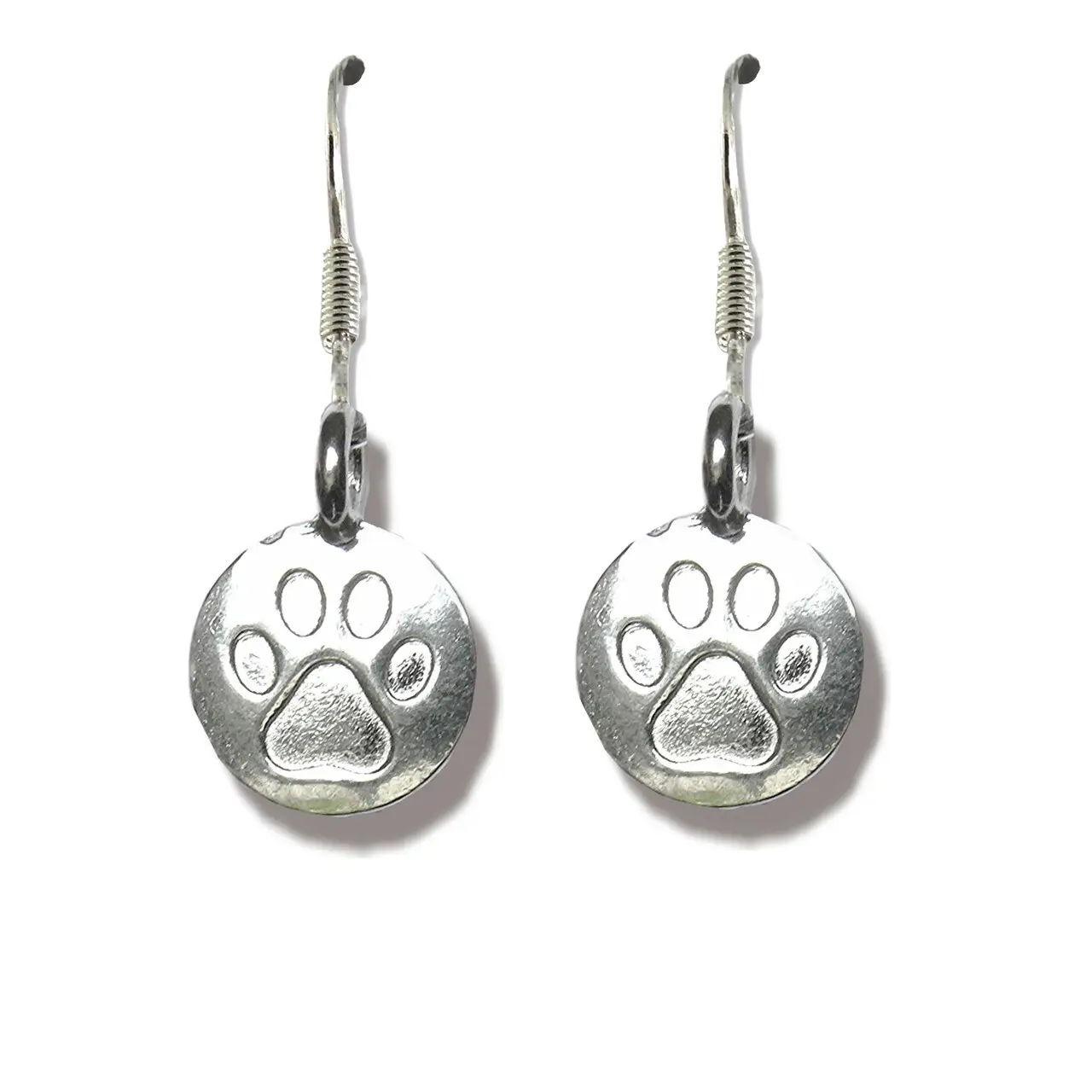 silver cat paw earrings