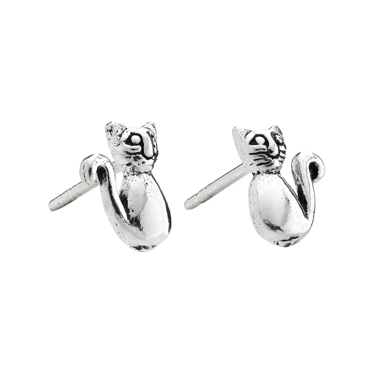 sterling silver cat stud earrings