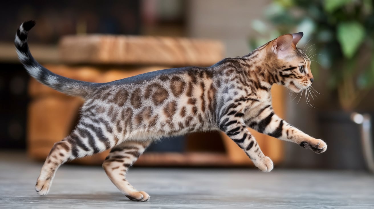 bengal cat being active