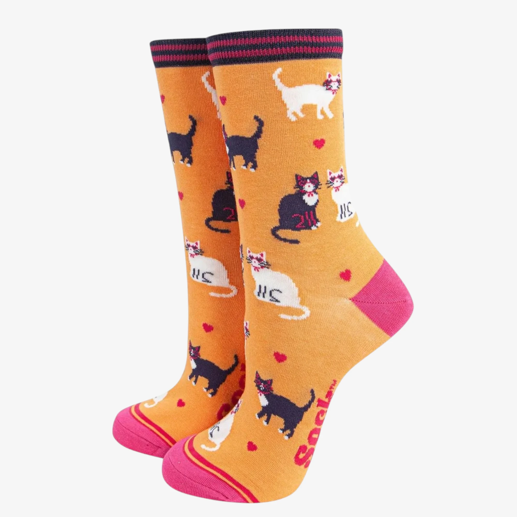 cats & hearts socks
