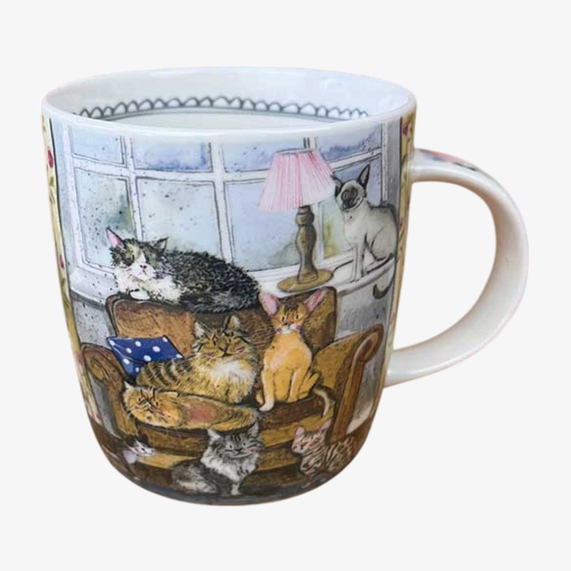 cosy cat living room mug